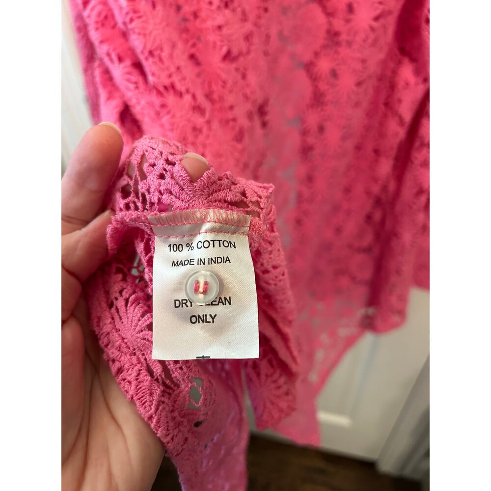 Mille XL High Low Cover Up Hot Pink Lacy Cotton - Picture 7 of 7